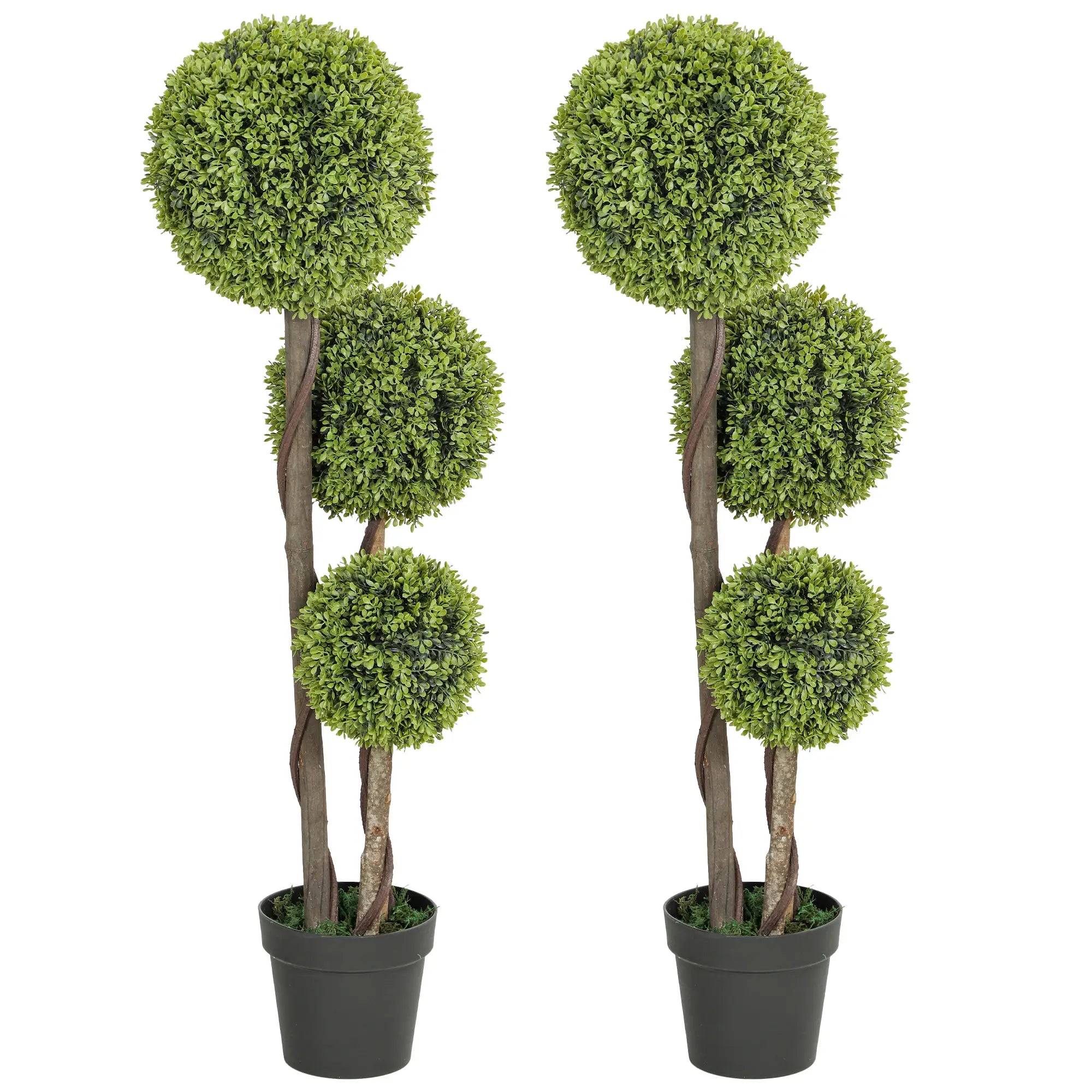 45 Inch Artificial Boxwood Topiary Tree, Set Of 2, Indoor Outdoor, Green Artificial Trees Light Green at Gallery Canada