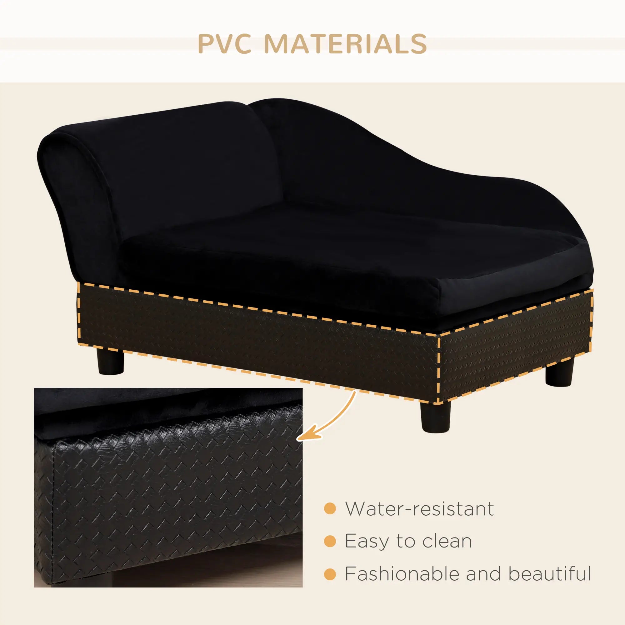Small Pet Sofa, Dog Couch with Storage, Sponge Cushioned Bed, Black Dog Sofas at Gallery Canada