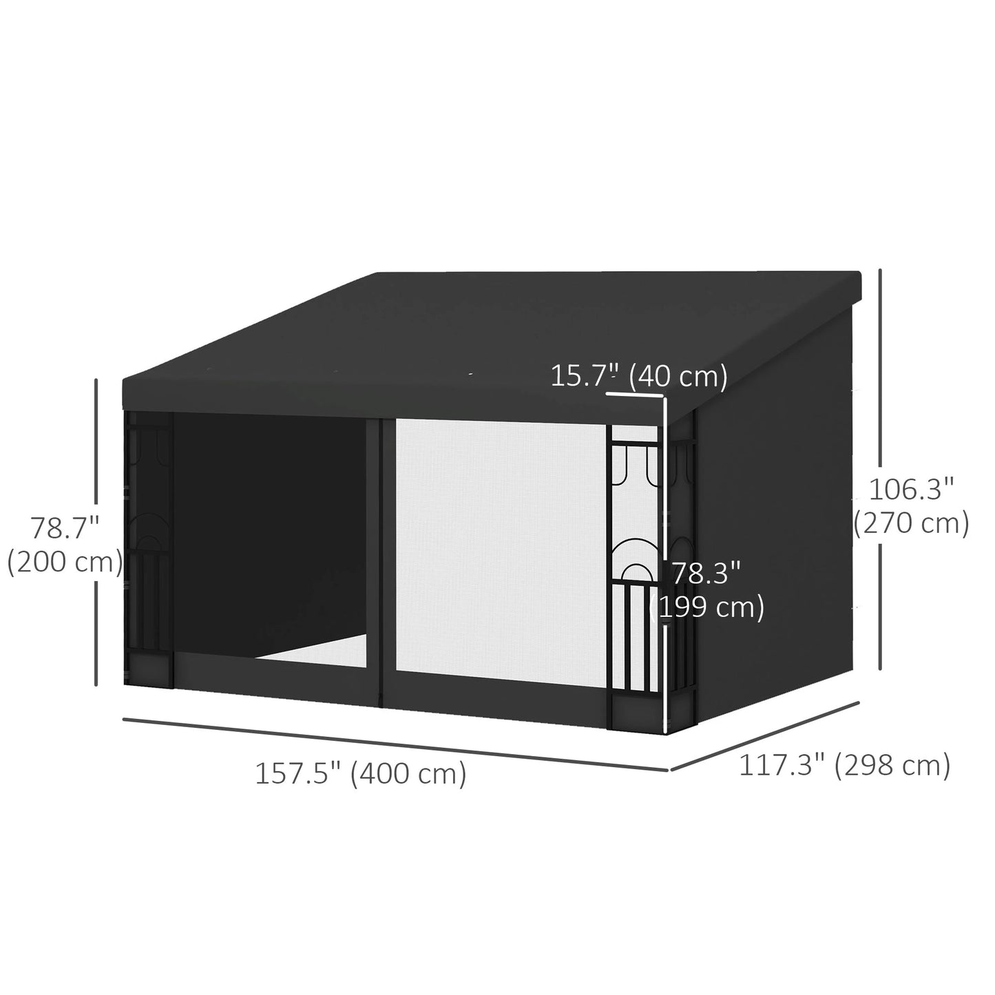 10' x 13' Wall Pergola, Outdoor Gazebo, UV Resistant, Dark Grey Pergolas at Gallery Canada