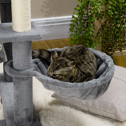 55" Cat Tree, Cat Tower with Bed, Ramp, Hammocks, Toys, Grey Cat Towers at Gallery Canada