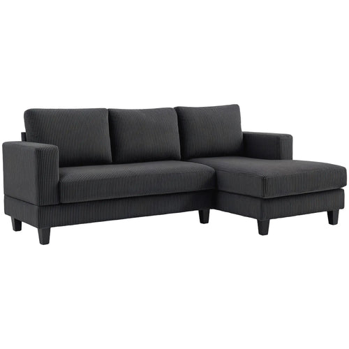 L Shaped Couch with Chaise Lounge, Spring Cushion, Grey