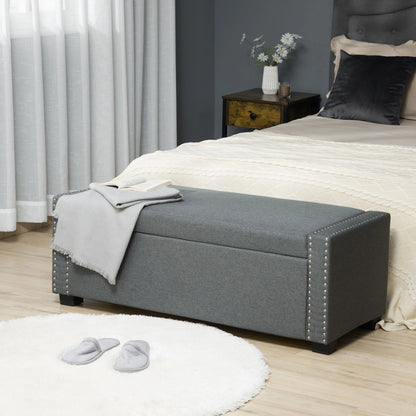 Upholstered Flip Top Storage Bench, Ottoman, Light Grey Storage Ottomans & Benches at Gallery Canada