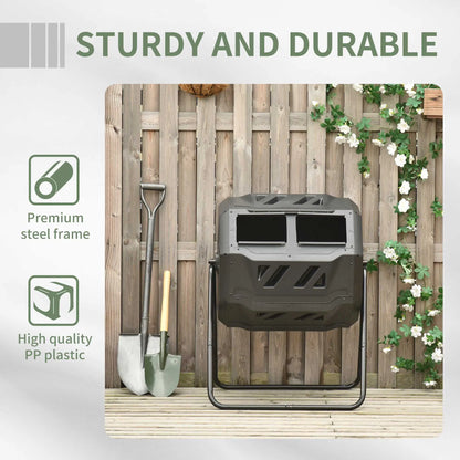 Dual Chamber 360° Rotating Compost Bin, 43 Gallon, Green Outdoor Compost Bin at Gallery Canada