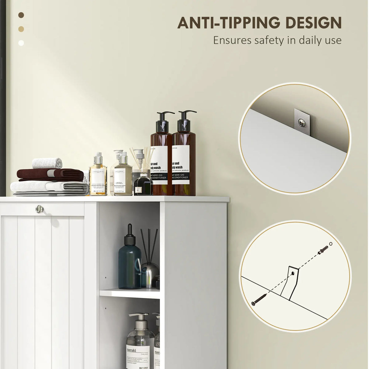 Laundry Cabinet with Removable Basket, Adjustable Shelf, White Bathroom Cabinets at Gallery Canada