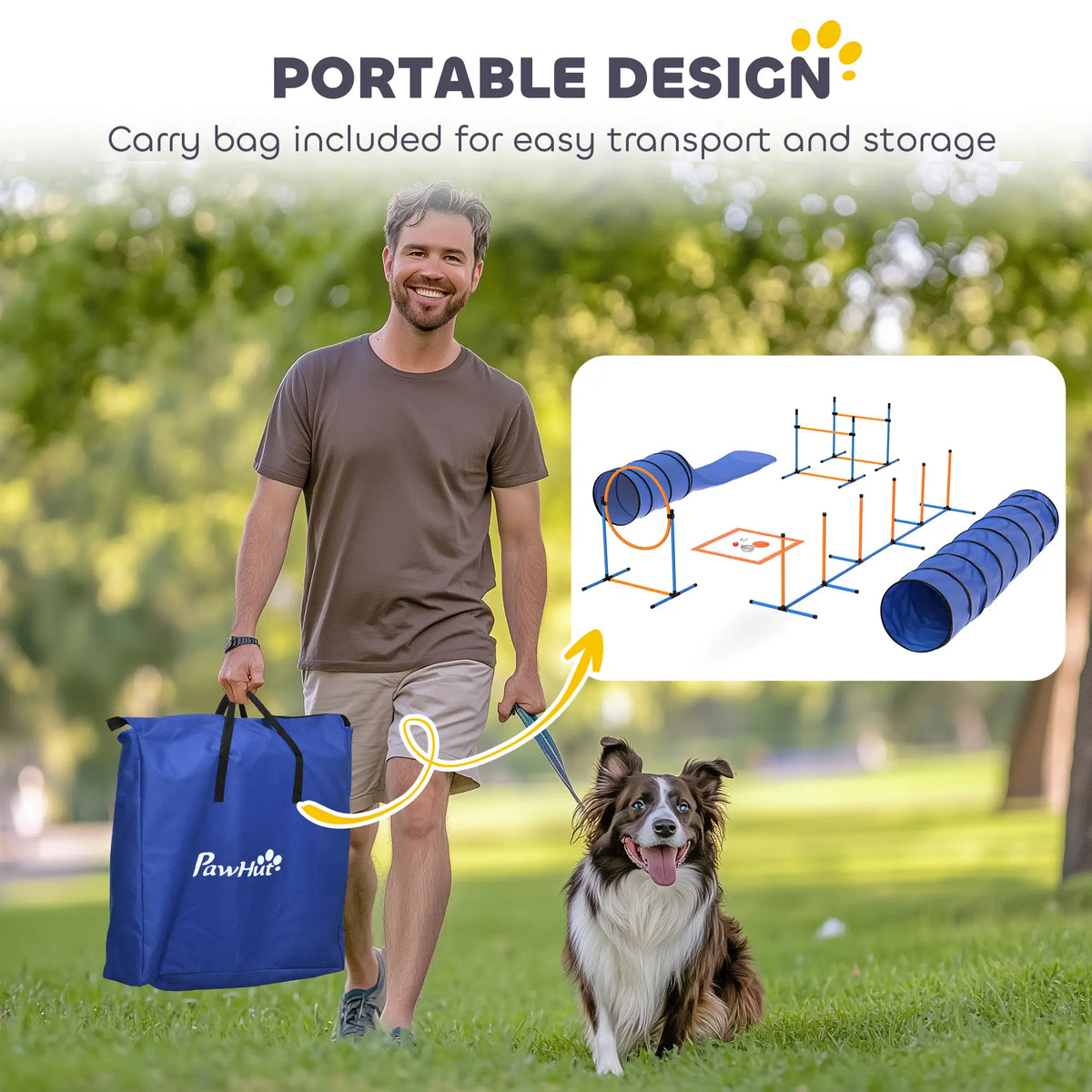 11-Piece Dog Agility Training Set, 2 Tunnels, Adjustable Jumps, Orange Blue Dog Agility Training Equipment at Gallery Canada