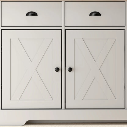 46.5" Buffet Cabinet, Farmhouse Sideboard, 3 Barn Doors, 3 Drawers, White Bar Cabinets at Gallery Canada