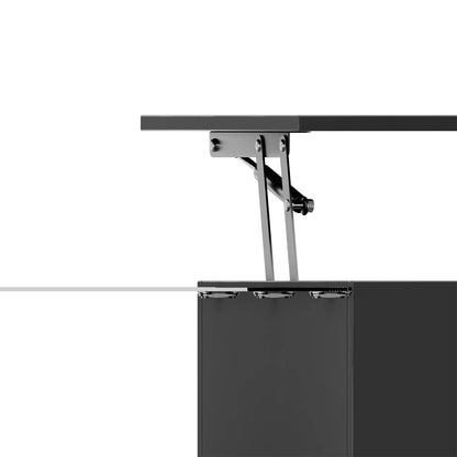 Coffee Table, Tempered Glass Top, LED Light, Adjustable Height, 39.5" L x 19.5" W x 13" H, Black Coffee Tables at Gallery Canada