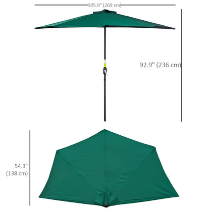 9ft Half Round Umbrella, 5 Ribs, Patio Garden Sun Shade, Dark Green Sun Umbrellas at Gallery Canada