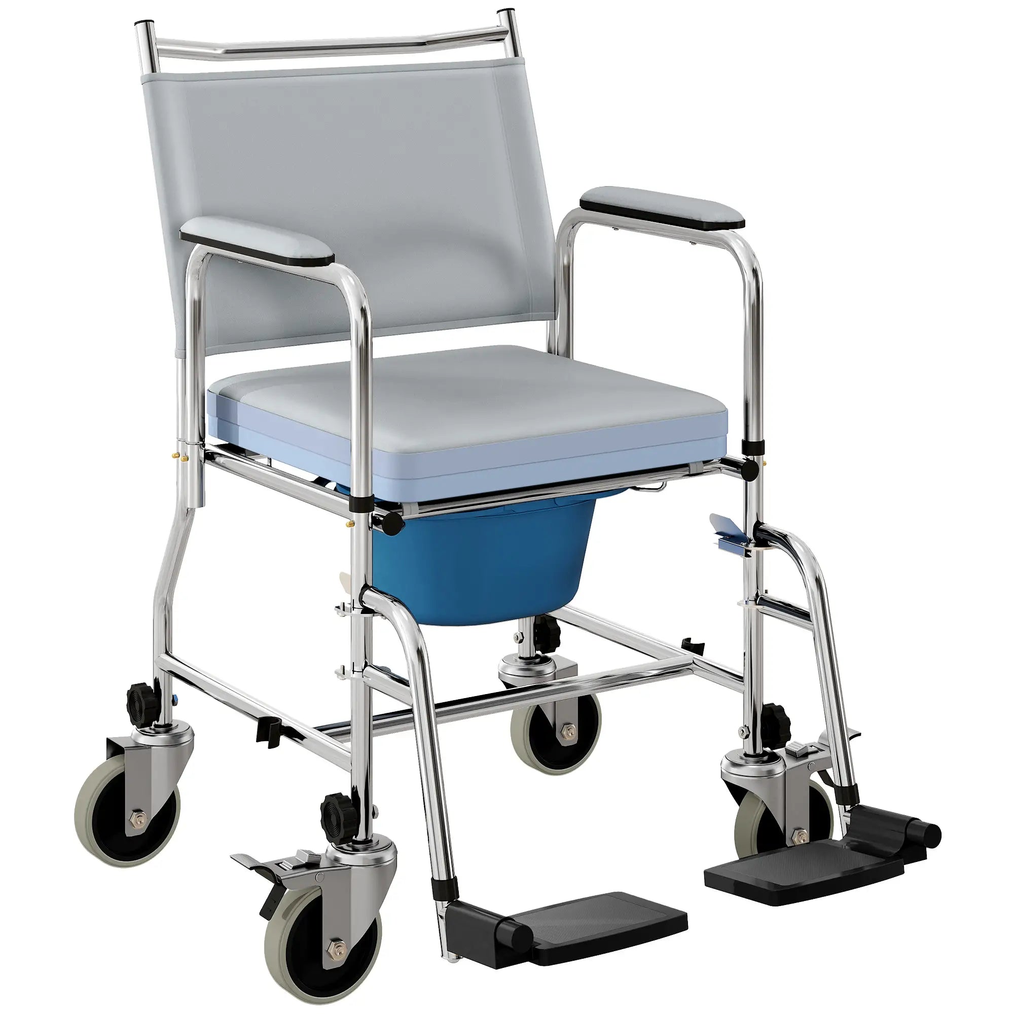 Rolling Shower Chair, Bedside Commode Wheelchair, 300 Lbs, Black Bath Chairs at Gallery Canada