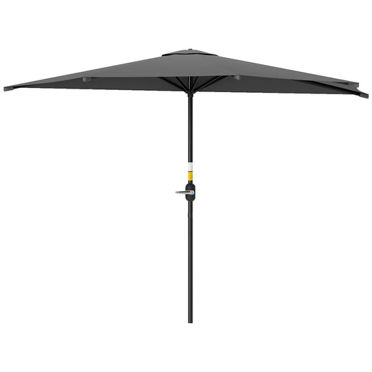 9.8ft Semi Round Patio Umbrella, Crank Handle, Top Vent, Dark Grey Half Round Umbrellas Dark Grey at Gallery Canada