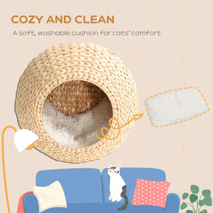 Cat Wall Shelf with Washable Cushion, Wall Mounted Cat Condo, Beige Cat Climbing Wall at Gallery Canada