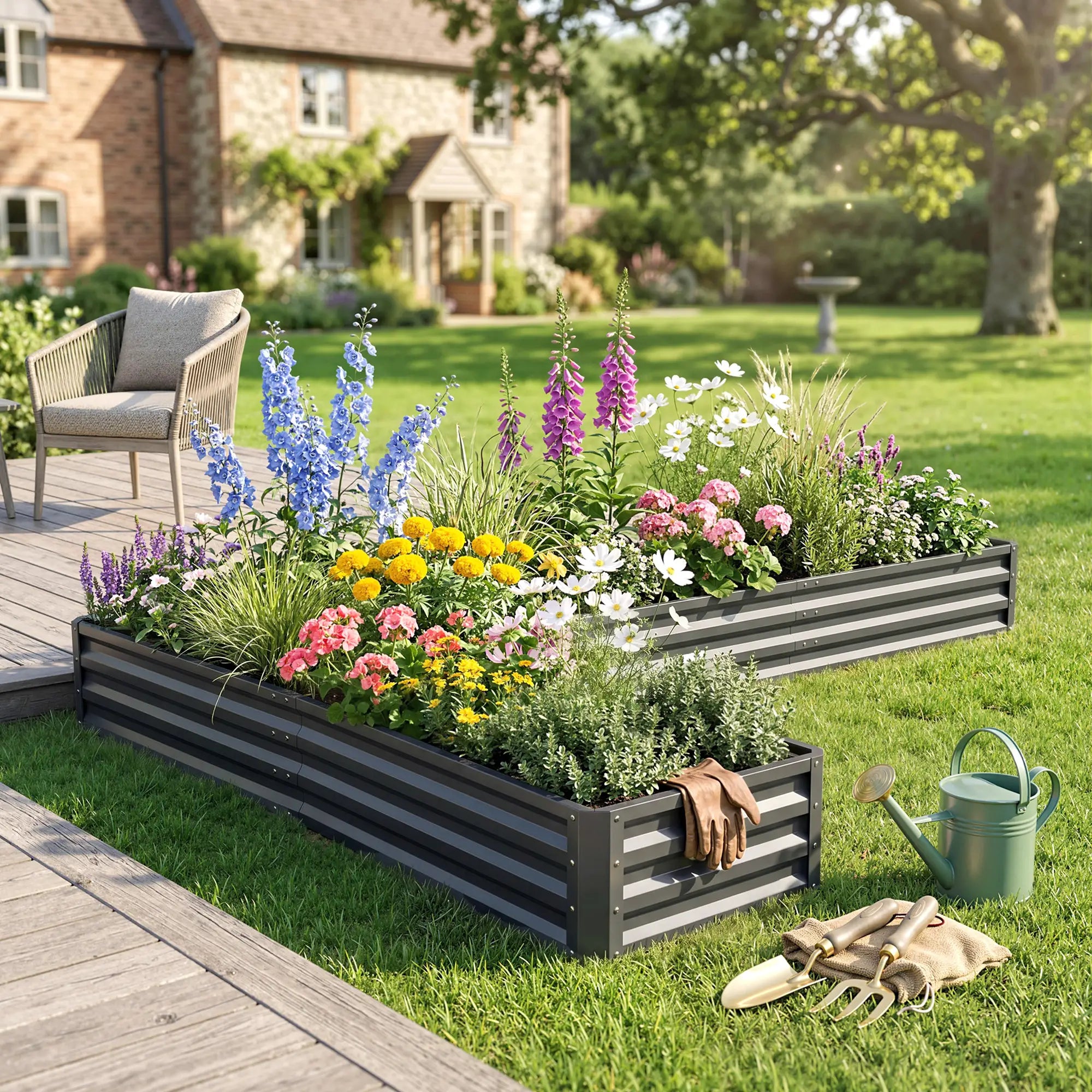 L-Shaped Raised Garden Bed, 82