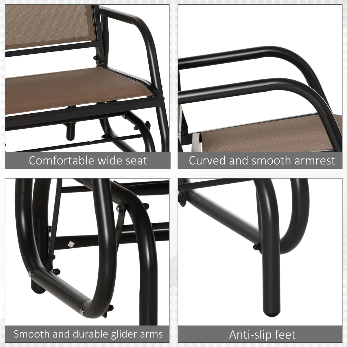Outdoor Glider Chair, Breathable Mesh, Metal Frame, Brown Outdoor Gliders at Gallery Canada