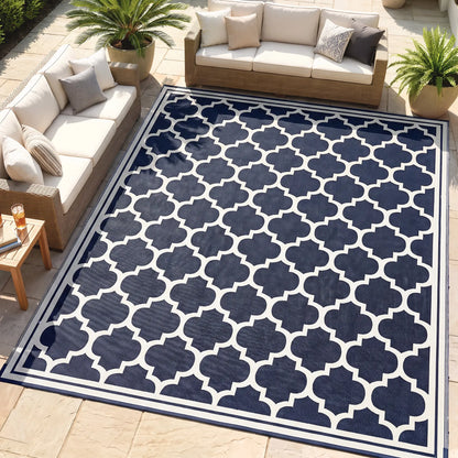 9'x12' Reversible Outdoor RV Rug, Patio Mat, Dark Blue Outdoor Reversible Rugs at Gallery Canada