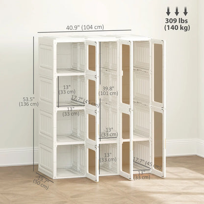 Portable Wardrobe, Foldable Plastic Closet, 8 Compartments, 2 Hanging Rods, Brown Clothing Storage at Gallery Canada