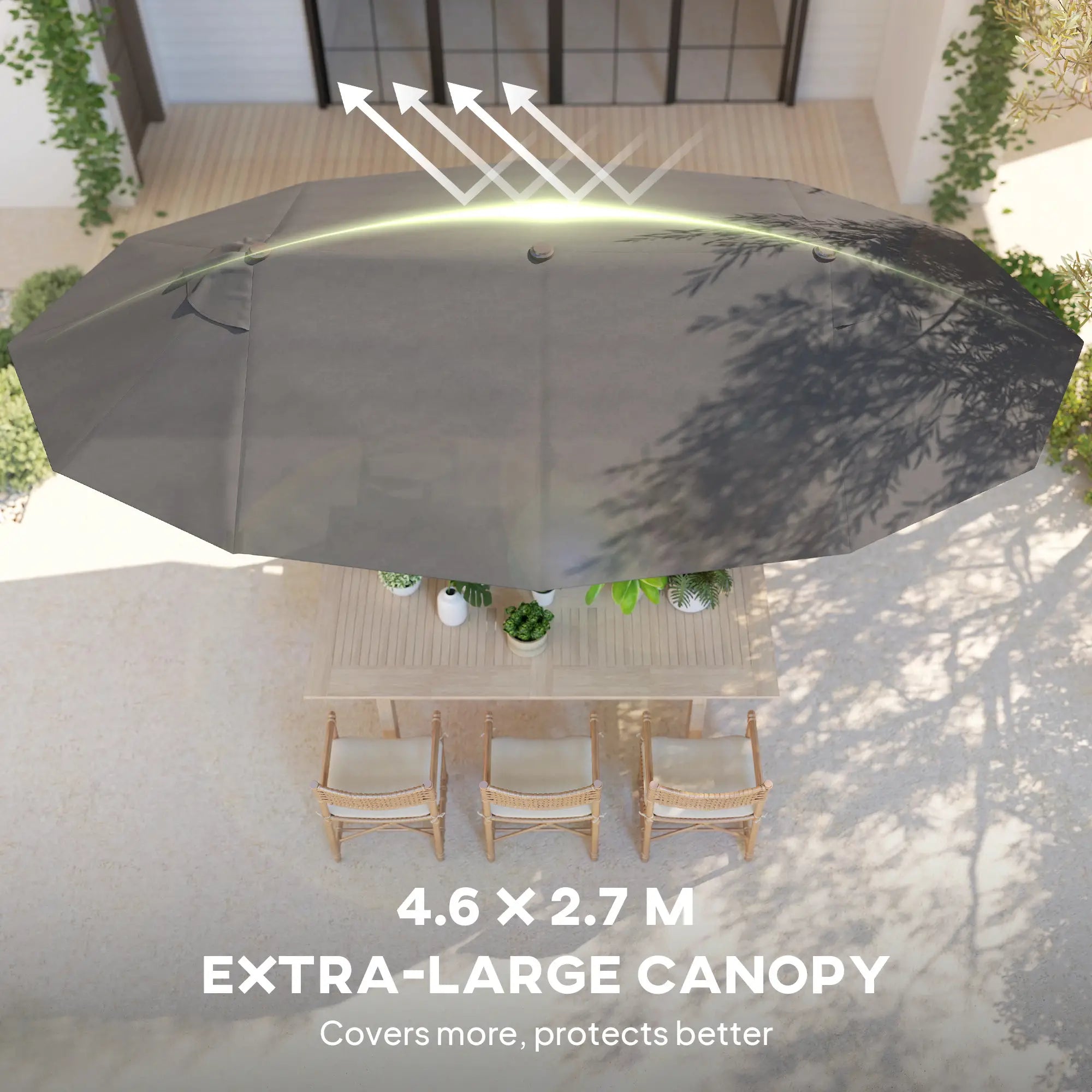 Double-Sided Patio Umbrella Sun Shade, Grey Sun Umbrellas at Gallery Canada