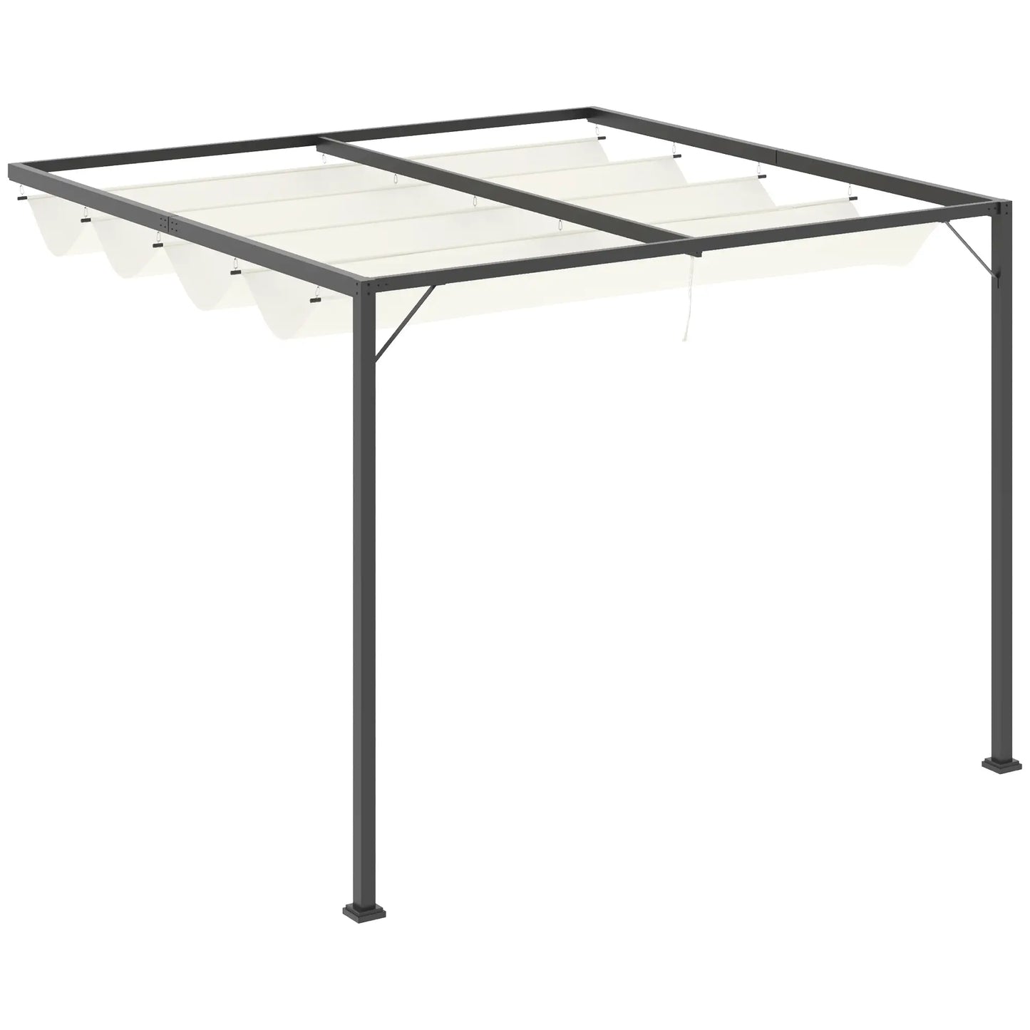 10'x10' Outdoor Pergola Gazebo, Retractable Canopy, Metal Frame, Cream White Pergolas Cream at Gallery Canada