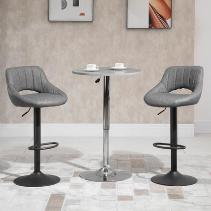 Swivel Counter Height Barstools Set of 2, Adjustable Height, Faux Leather, Grey Bar Stools at Gallery Canada