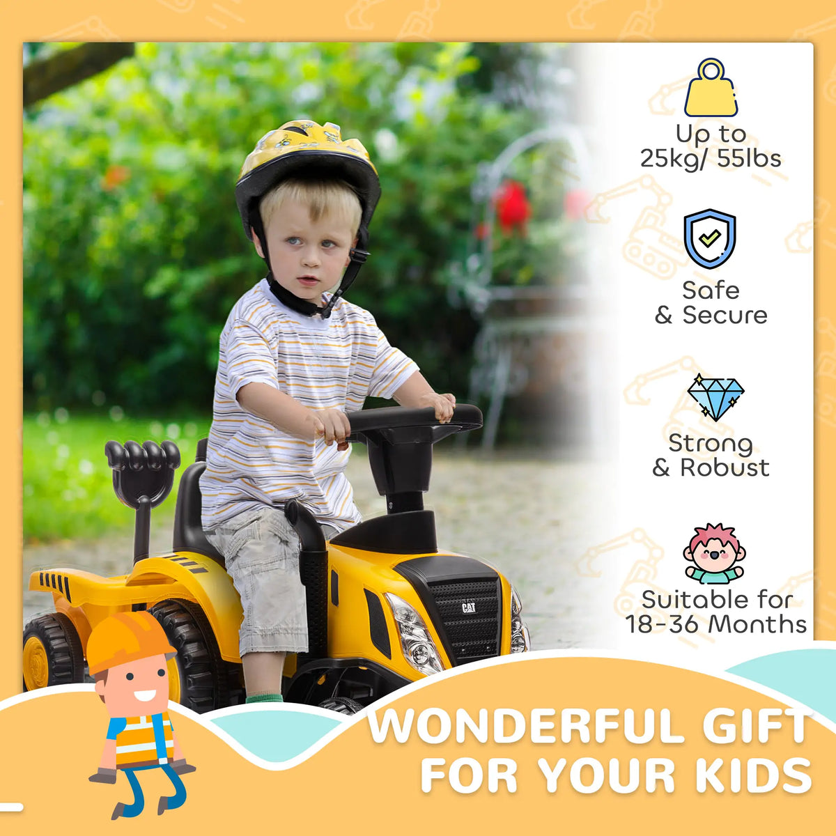 No Power Ride On Tractor with Shovel, Trailer Toy Excavators at Gallery Canada