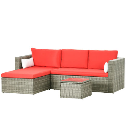 Modern Rattan Sofa Set, Wicker Patio Furniture with Coffee Table Patio Furniture Sets Red at Gallery Canada
