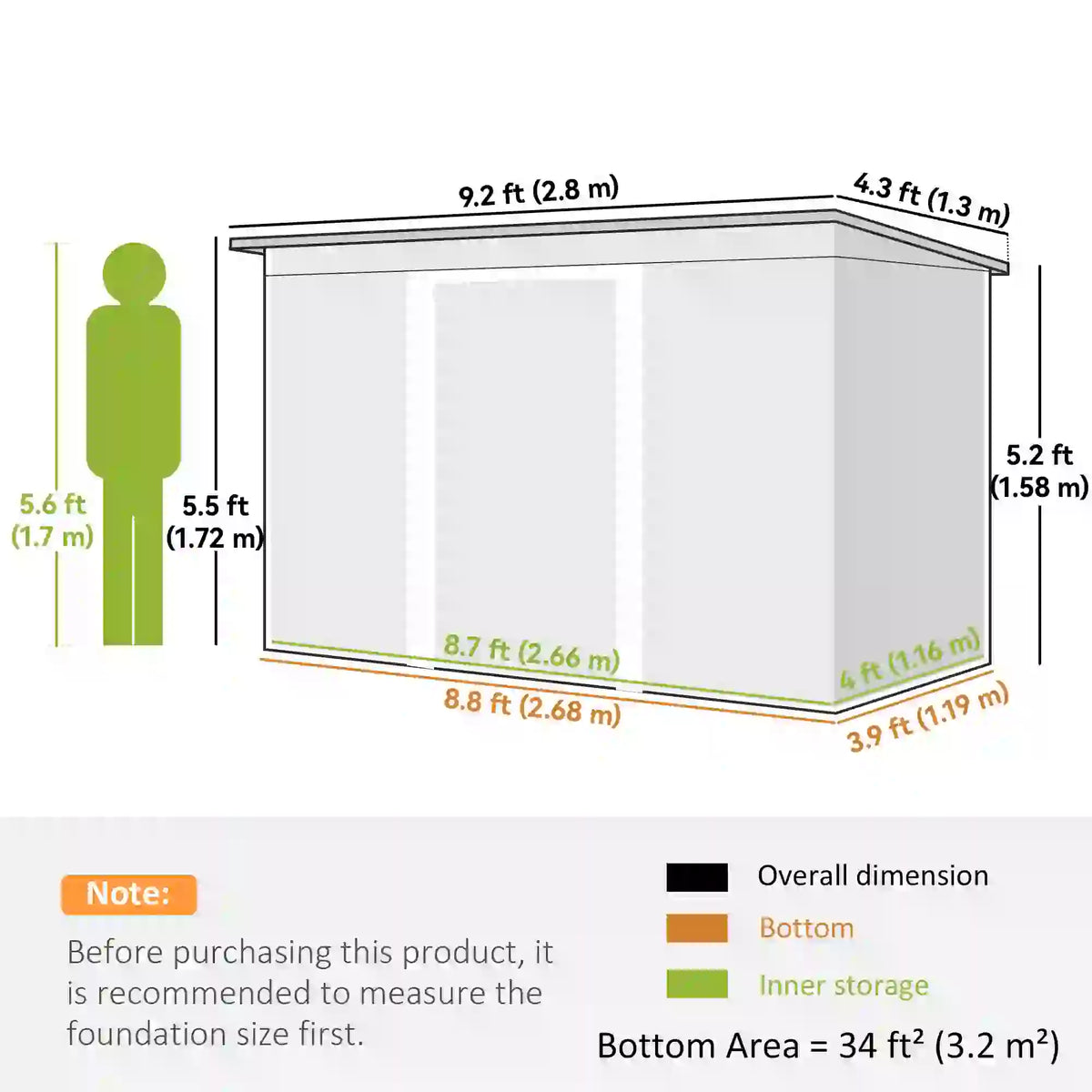 9' x 4' Metal Garden Shed, Ventilation, Doors, Dark Green Sheds at Gallery Canada