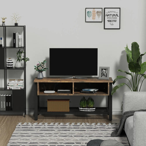 Industrial TV Stand, Console for 45'' Flat Screen, Rustic Brown