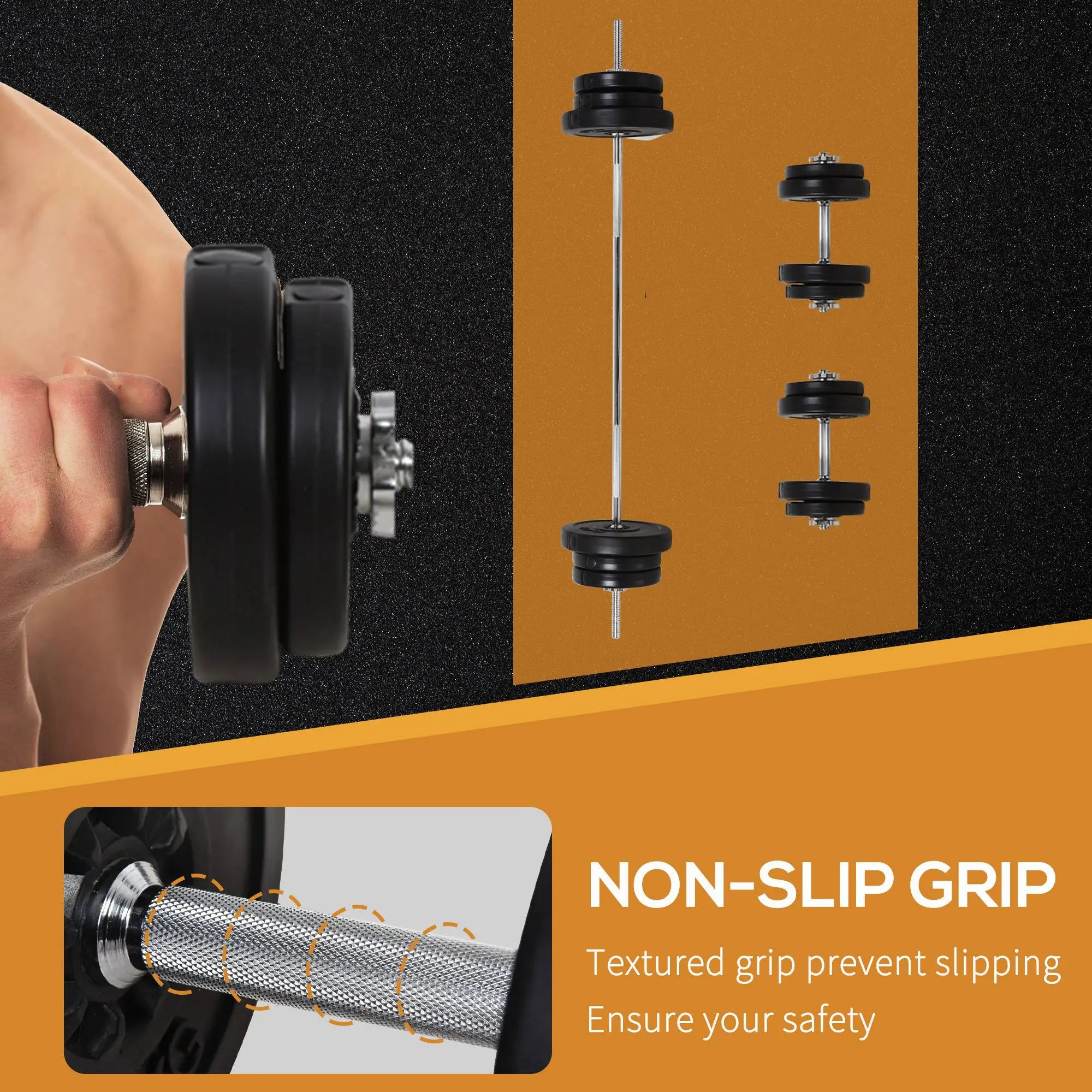145lbs Adjustable Dumbbell, Barbell Set, Plate Bar Clamp Rod Dumbbells & Barbells at Gallery Canada