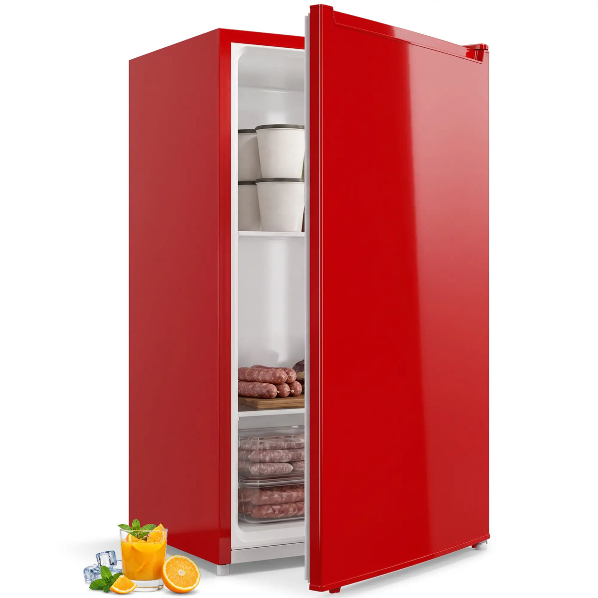 Upright Freezer 2.1 Cubic Feet, Reversible Door, 2 Shelves, Red Small Kitchen Appliances at Gallery Canada