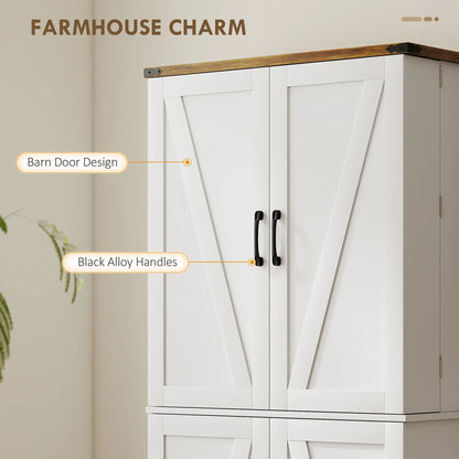 72 Inch Kitchen Pantry Cabinet, Farmhouse Storage with 4 Doors, Drawer, White Kitchen Pantry Cabinets at Gallery Canada