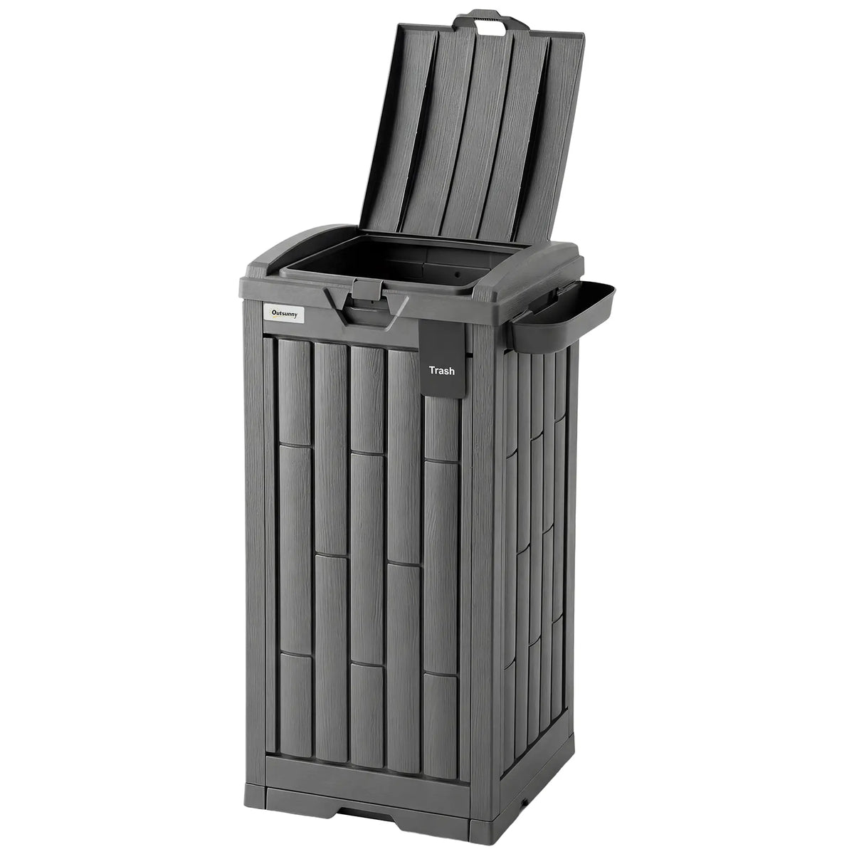 29 Gallon Outdoor Garbage Bin, Dual Lid, Ashtray Drip Tray, Grey Garden Accessories Grey at Gallery Canada
