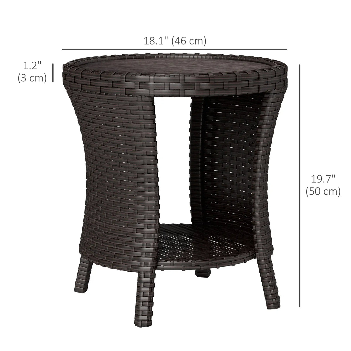 18" Wicker Outdoor Coffee Table, PE Rattan, 2-Tier Storage, Brown Coffee Tables at Gallery Canada