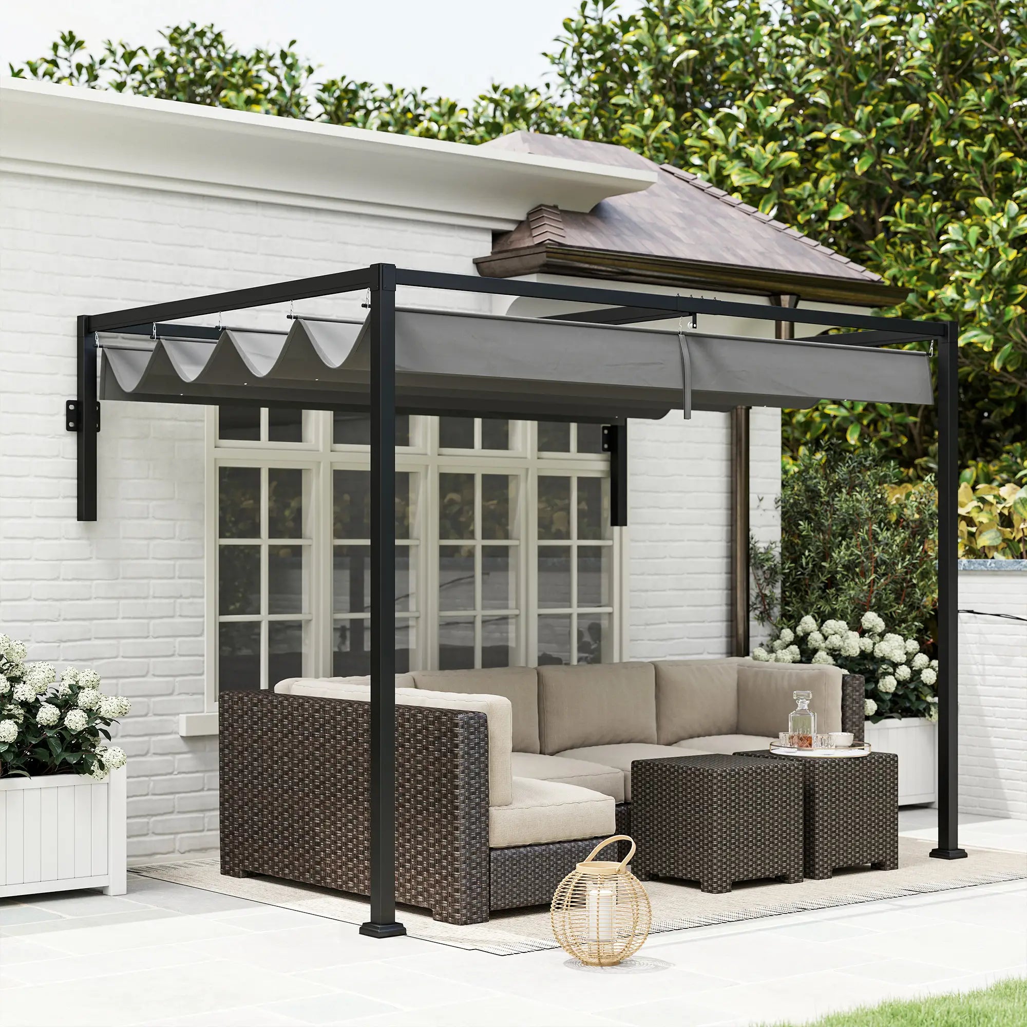 10' x 7' Metal Pergola, Retractable Roof For Grill Garden Patio Deck Pergolas at Gallery Canada