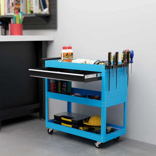 Tool Cart On Wheels, Ball Bearing Drawer, Storage Trays, Blue Tool Organizers Blue at Gallery Canada
