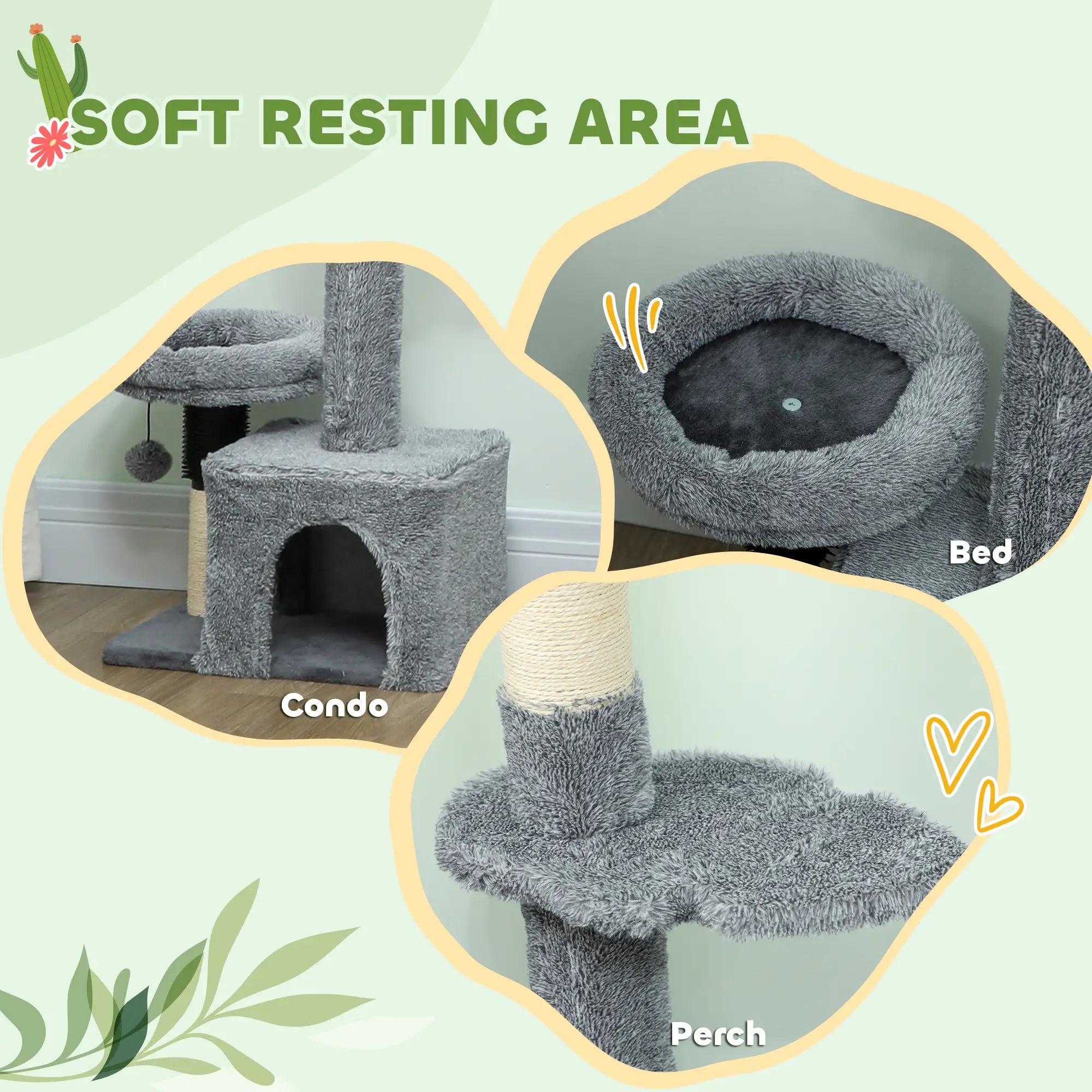 Floor to Ceiling Cat Tree, 4 Tiers, Adjustable Height 87-100