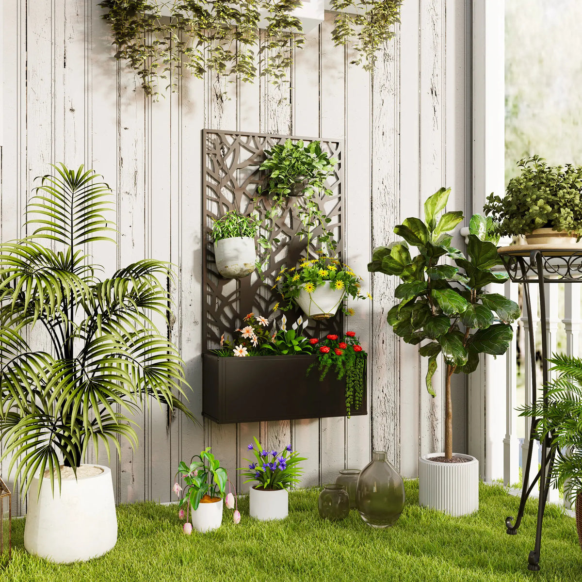 Metal Raised Garden Bed With Privacy Panel, Outdoor Planter Box, Patio Raised Garden Beds at Gallery Canada