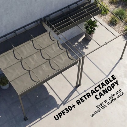 10' x 10' Retractable Pergola Canopy, Wall Mounted, Dark Grey Pergolas at Gallery Canada