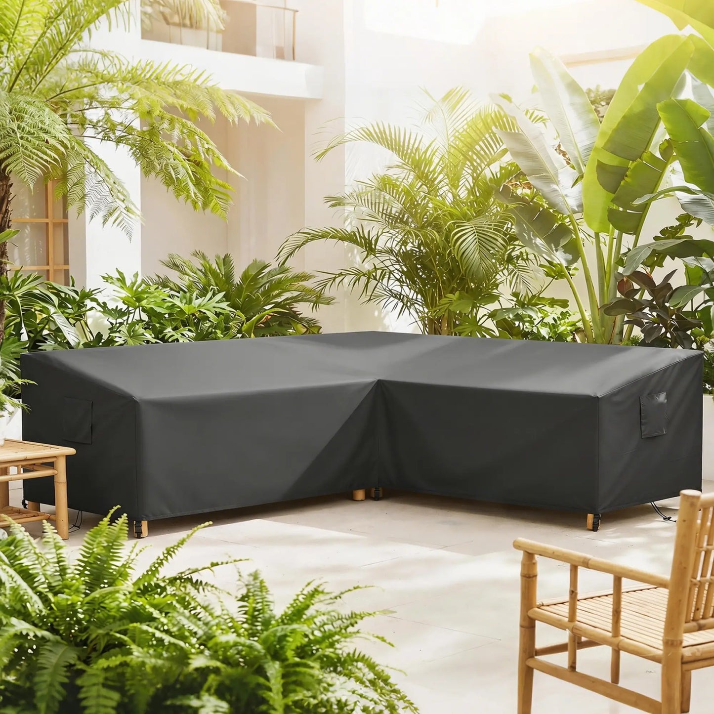 Waterproof V-Shaped Patio Furniture Cover, 105" x 105", Black Patio Furniture Covers at Gallery Canada