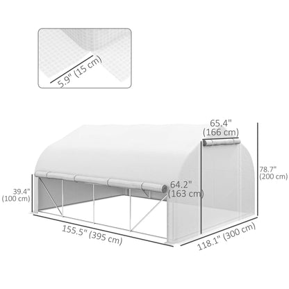 13 x 9.8ft Walk-in Greenhouse, Zipped Sidewalls, Mesh Door, White Tunnel Greenhouses at Gallery Canada