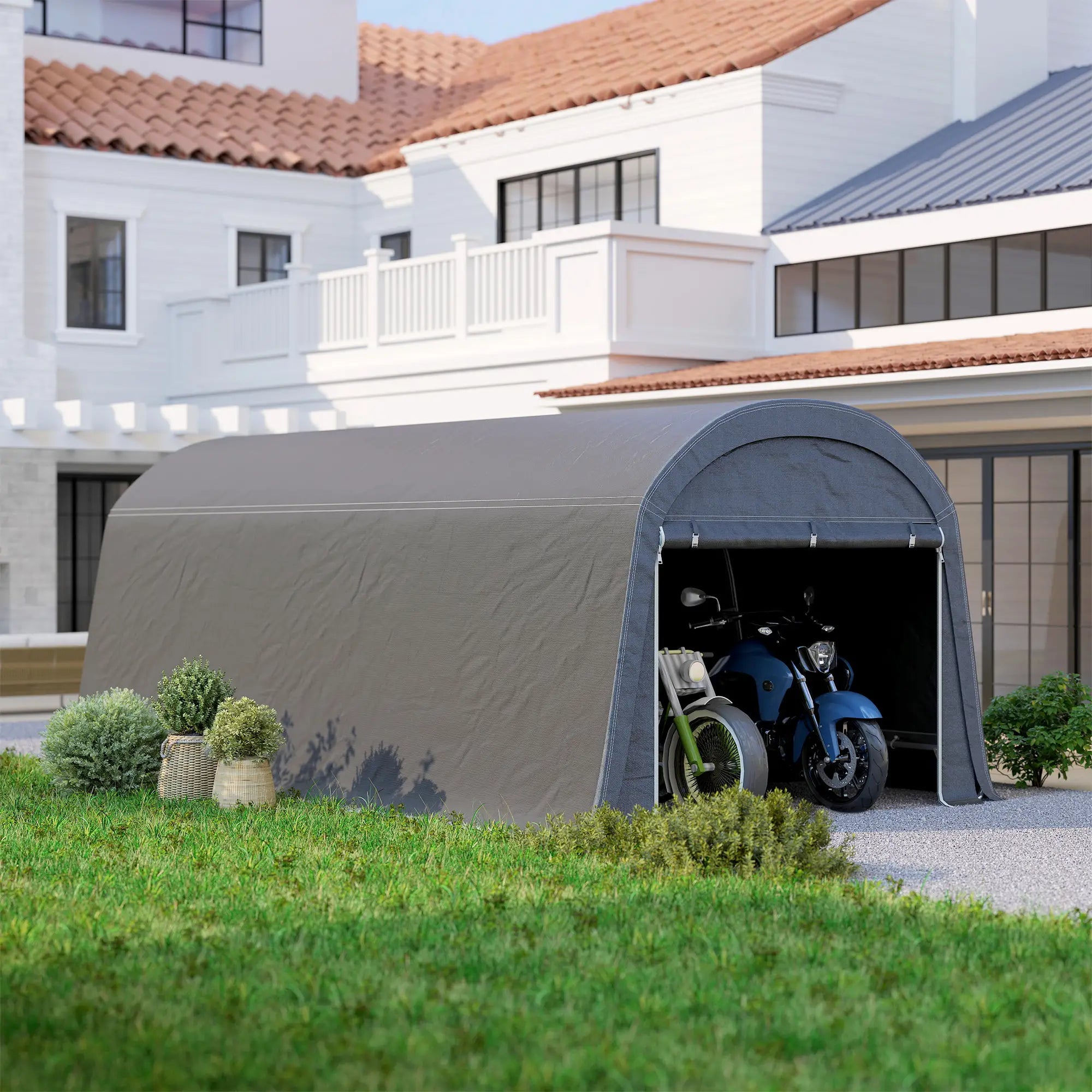 10' x 20' Portable Shed, Motorcycle Bike Tent, Dark Grey Car Shelters at Gallery Canada