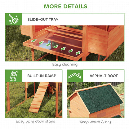 137" Wooden Chicken Coop With Run, Nesting Box, Orange Chicken Coops at Gallery Canada
