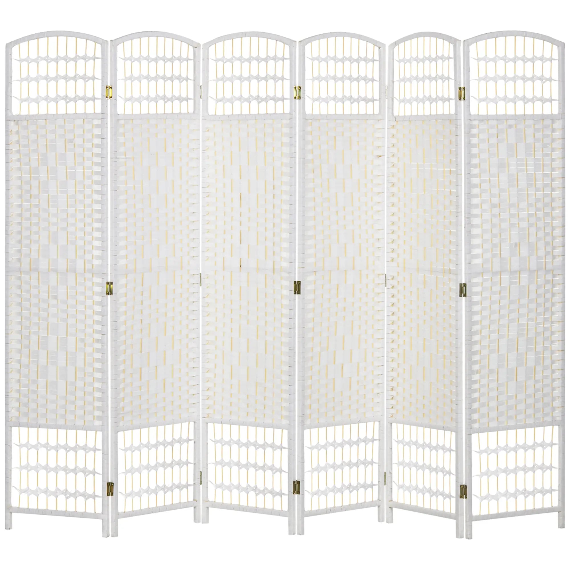 6 Panel Folding Room Divider, Portable Privacy Screen, White Room Dividers at Gallery Canada