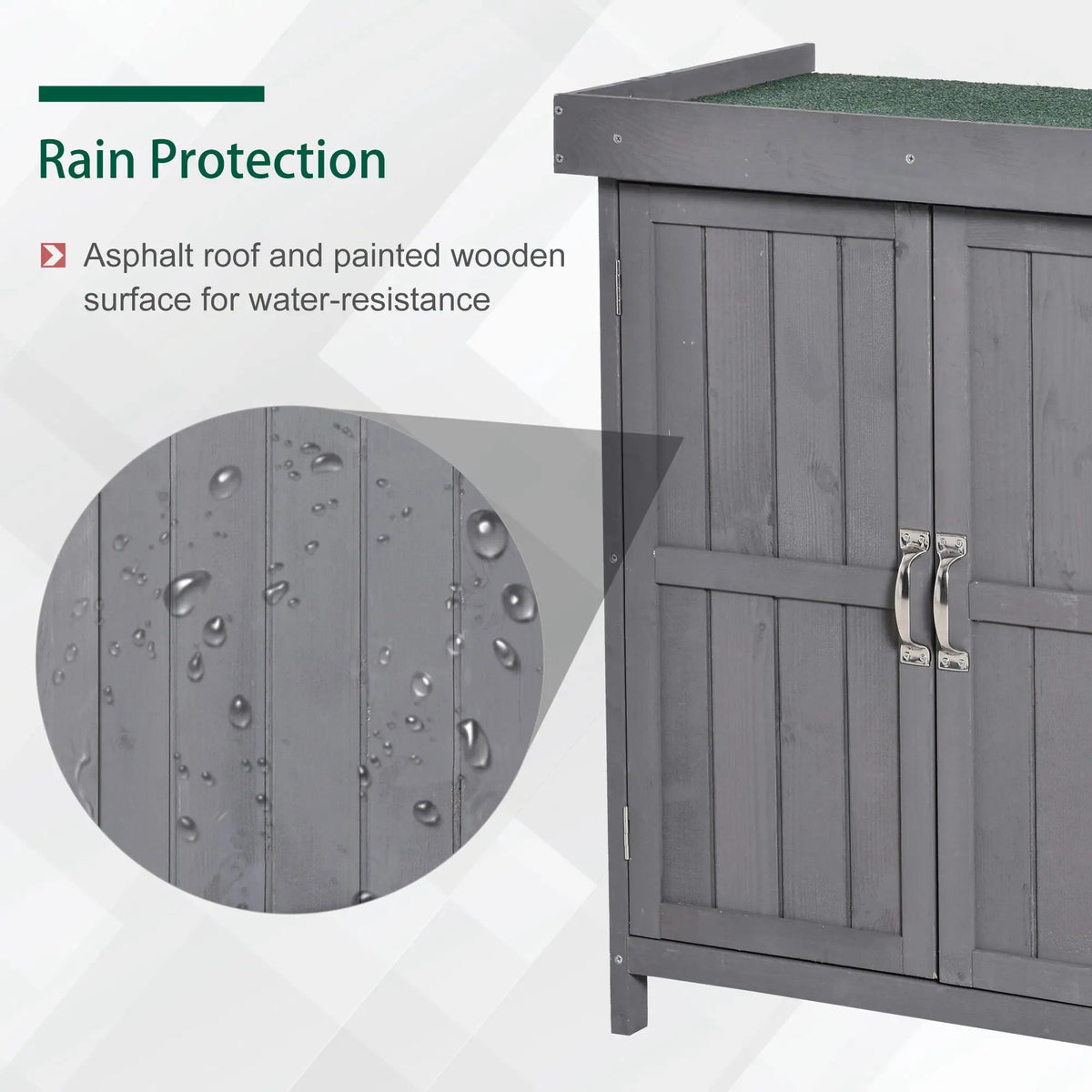 Wooden Garden Tool Shed, Hinged Roof, 2-Tier Shelves, Double Doors, 74x43x88cm, Dark Grey Sheds at Gallery Canada