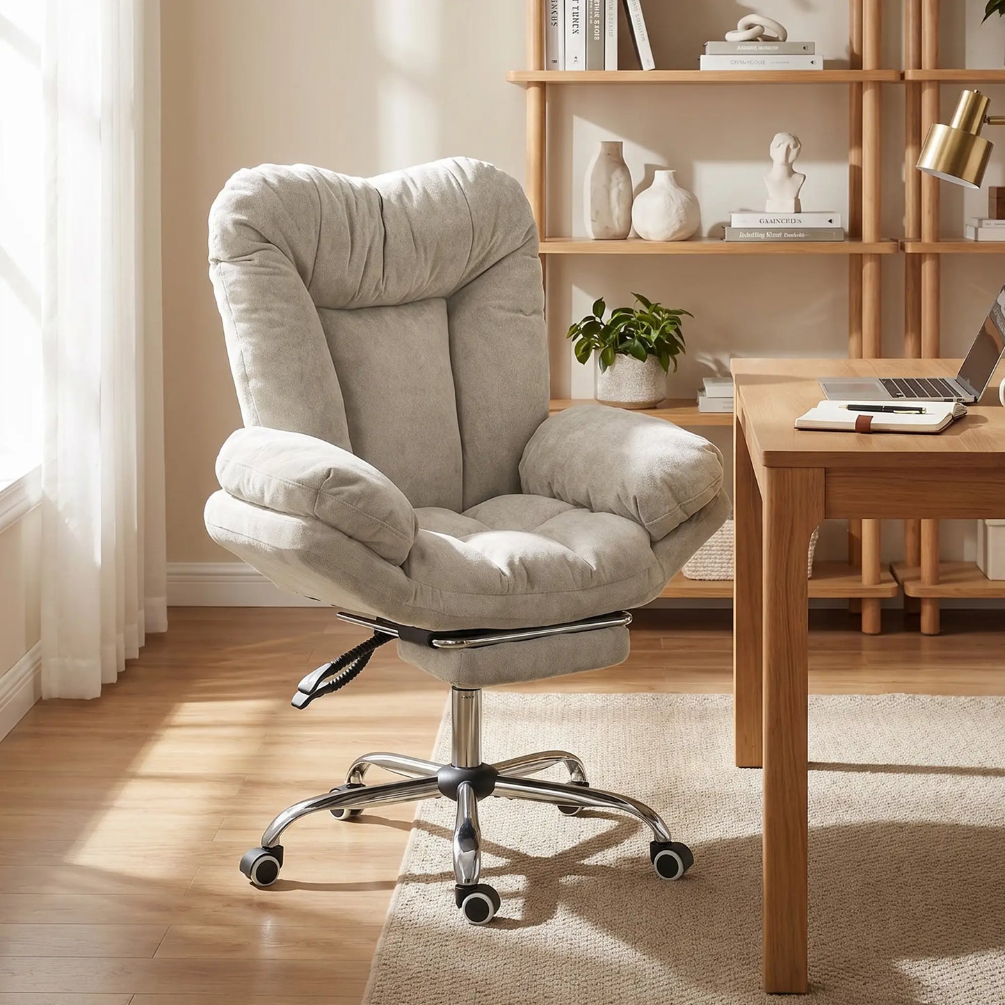 Criss Cross Chair with Wheels, Waterfall Armrests, Light Grey Task Chairs at Gallery Canada