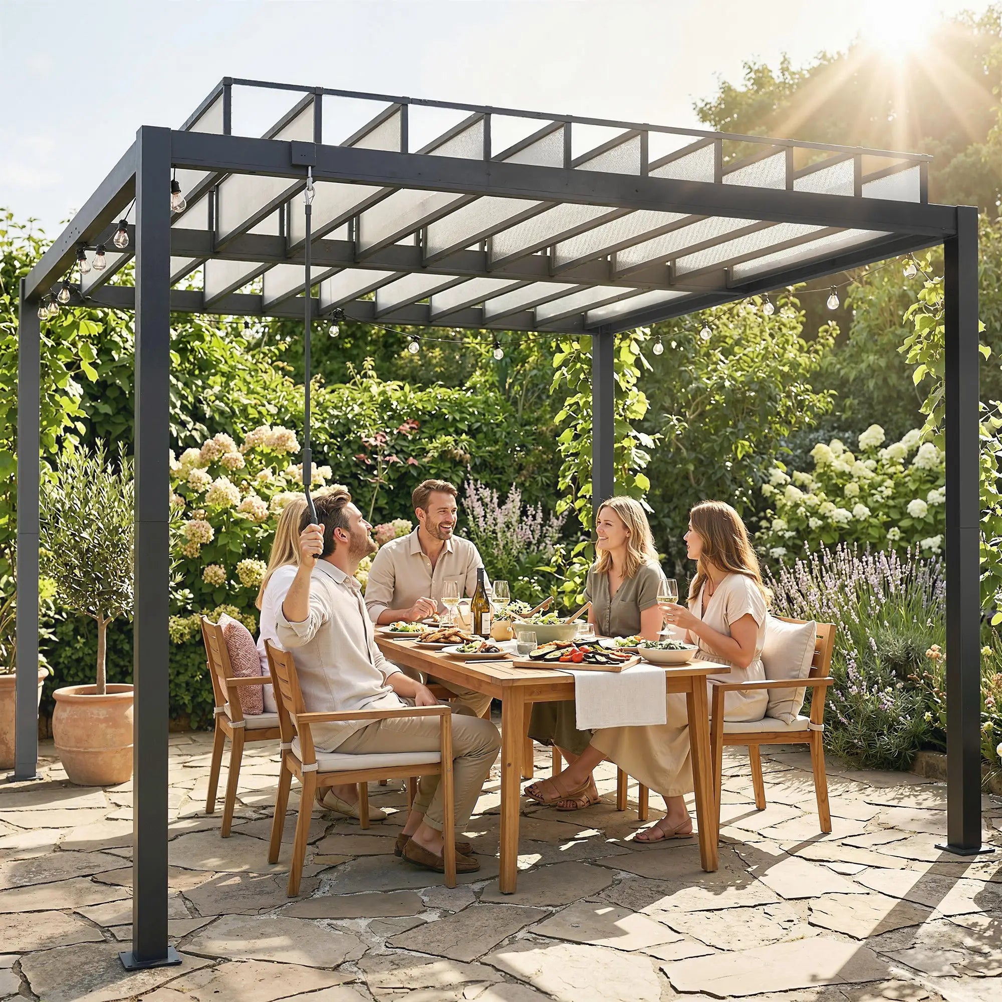 9.5 X 10 Ft Aluminum Louvered Pergola With Clear PC Roof, Clear Pergolas at Gallery Canada