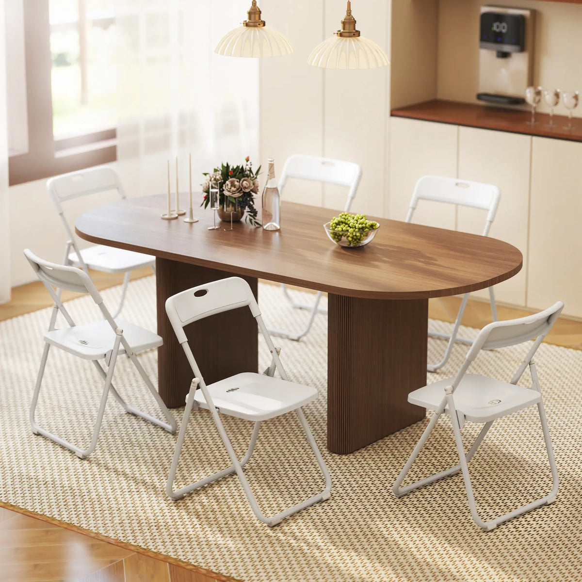 Folding Chairs 6 Pack, Plastic with Steel Frame, White Dining Chairs at Gallery Canada