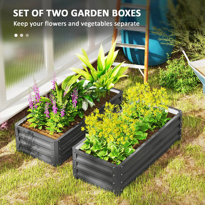 Galvanized Raised Garden Beds, Outdoor Planter Box, Set of 2, Light Grey Raised Garden Beds at Gallery Canada