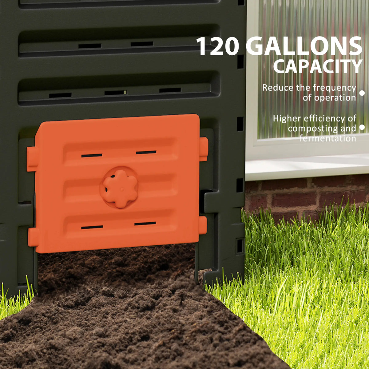Compost Bin, Garden Composter, 120 Gallon (450L), Orange