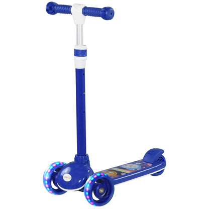 3 Wheel Kids Scooter, Adjustable Height, Rear-Fender Brake, LED Light, TPE Handlebar, Blue Scooters Blue at Gallery Canada