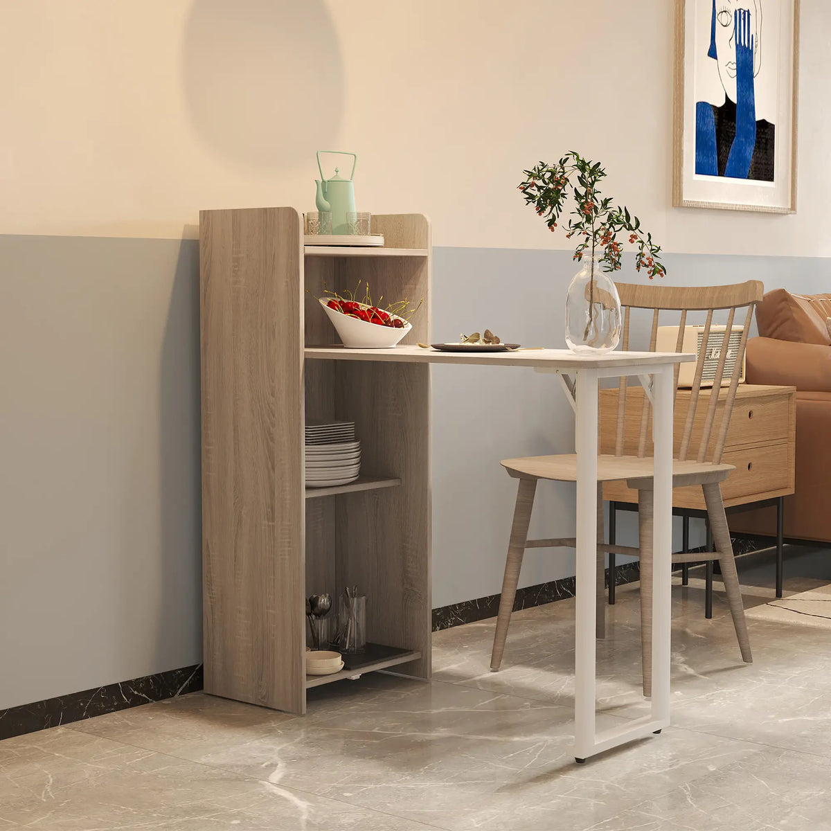 2 In 1 Folding Drop Leaf Table, 4-Tier Shelf, Oak Bar Tables & Dining Tables at Gallery Canada