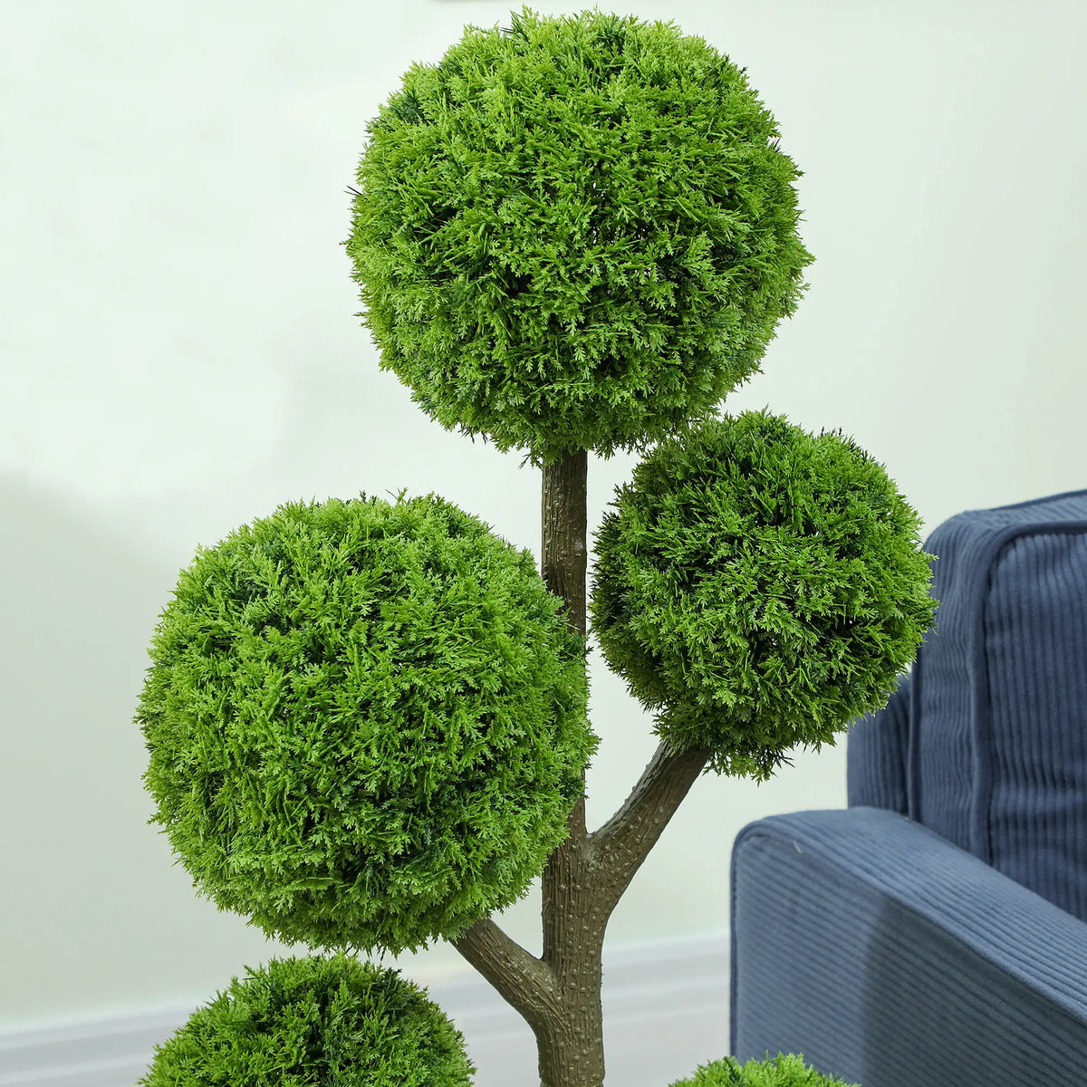 43.3" Artificial Ball Cypress Topiary Tree, Indoor Outdoor Plant In Pot, Green Artificial Trees at Gallery Canada